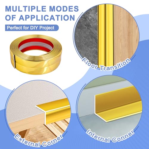 Wall Corner Protector Moulding Trim Peel and Stick (Gold / 0.8 In x 10 Ft)