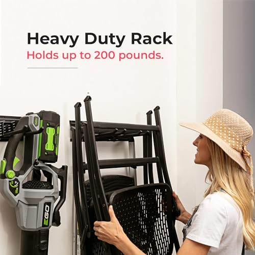 Garage Tool Organizer Wall Mount (Black / 32" Carbon Steel with 2 Racks & 4 Hooks)