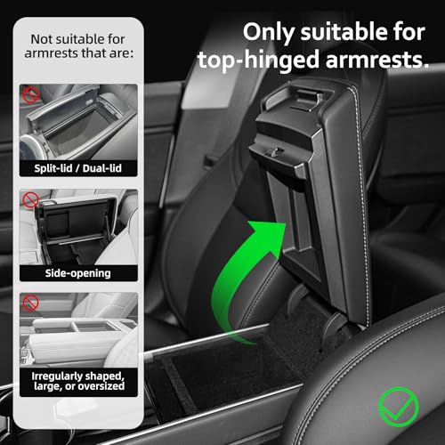 5-in-1 Car Center Console Armrest Cover Pad, Multifunctional Car Arm Rest Organizer with Cup Holder, Tissue Slot & Side Storage Pockets, Soft Leather Auto Armrest Cushion, Black (Black)