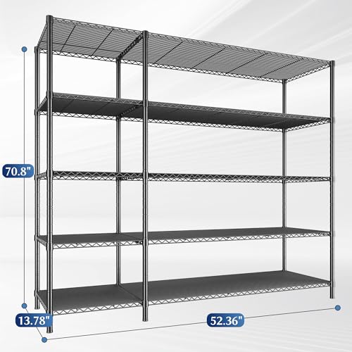 70.8H Wire Shelving Rack (13.78"D x 52.36"W x 70.8"H)