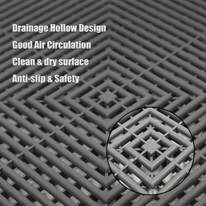 Interlocking Garage Floor Tiles (Grey / 16"L x 16"W x 0.7"Th)