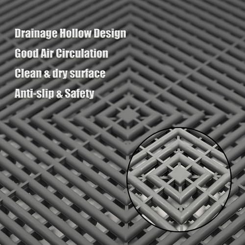 Interlocking Garage Floor Tiles (Grey / 16"L x 16"W x 0.7"Th)