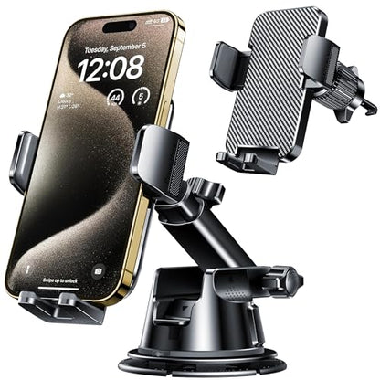 Dash Mounted Holders Phone Holders for Your Car Phone Mount for Car Windshield Dashboard Air Vent Universal Desk Mounts Hands Free Automobile Cell Phone Holder Fit for iPhone Smartphone (Carbon Fiber)