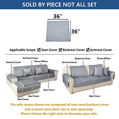 Velvet Sectional Couch Covers for Dogs (36''x36''/Square / Light Gray)