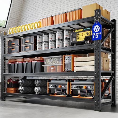 75" W Metal Garage Storage Shelves (75"Wx24"Dx70"H)