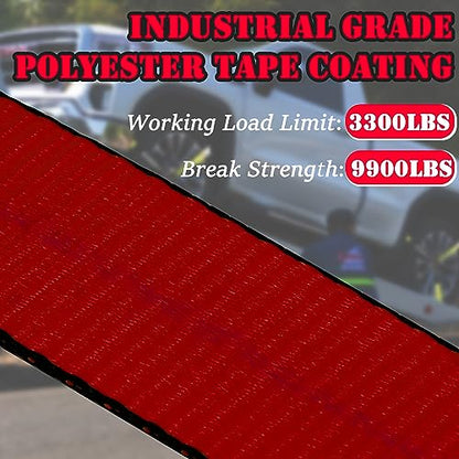 4 Pack Car Tie Down Straps for Trailers (red)