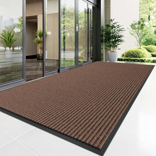 Front Door Mat (3' x 10' (Rectangular) / Brown-stripe)