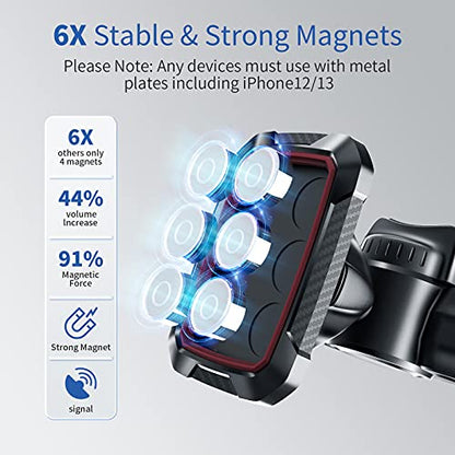Magnetic CD Phone Mount with 6 Strong Magnets for Car CD Player (Black-Red)