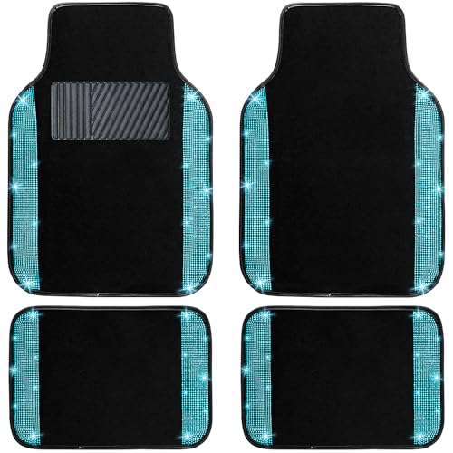 Aquamrine Bling Car Floor Mats Full Set (Aquamarine Diamond / Car Floor Mats (4 Pieces))
