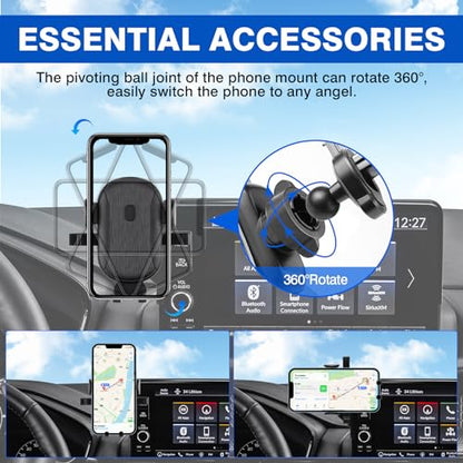 2-in-1 Car Phone Holder for 2023-2025 2026 Honda CR-V CRV Accessories Dash Organizer with Cell Phone Mount 7/9-inch Hands-Free 360 Degree Rotation (Auto-Look+Organizer / Honda CR-V 2023-2026)