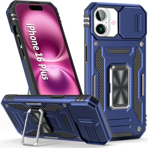 Heavy Duty Phone Case for 16 PlusCase with Camera Cover (iPhone 16 Plus 【6.7 inch】 / Navy Blue)
