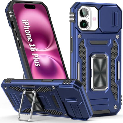 Heavy Duty Phone Case for 16 PlusCase with Camera Cover (iPhone 16 Plus 【6.7 inch】 / Navy Blue)
