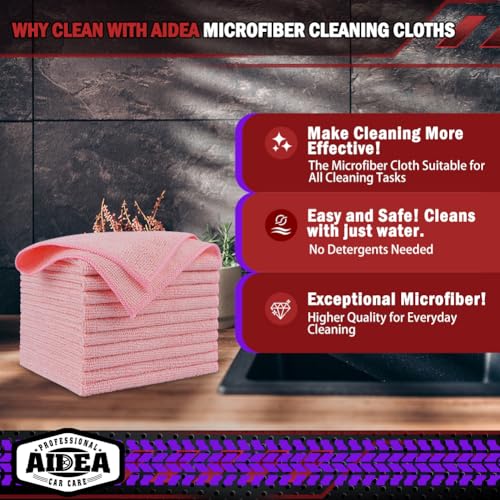 Microfiber Cleaning Cloth Pink 20PK (Pink / 20PK)