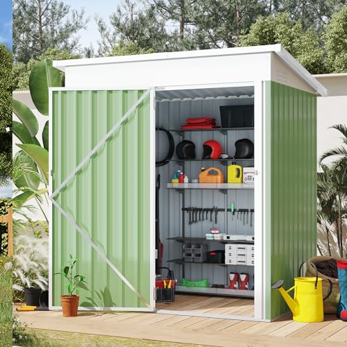 3' x 5' Metal Outdoor Storage Shed (GREEN / 3x5)