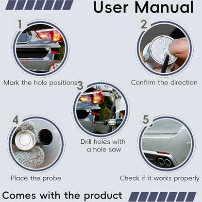Parking Sensor Kit Backup Sensor Kit Reverse Sensor for Pickup & Extended Vehicles (Silver)