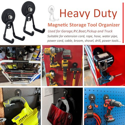 Heavy Duty Magnetic Garage Hooks (2.59INCH 4PACK Black Medium Hooks)