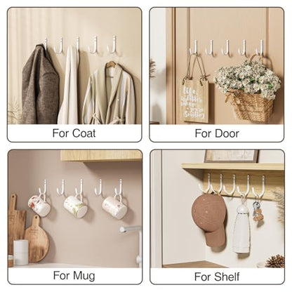 22LB Wall Hooks for Hanging Towel (White / 20 Pack)
