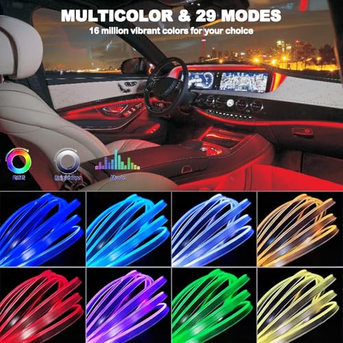 Interior Car LED Strip Lights RGB Fiber Optic Trim Lighting 5 in 1