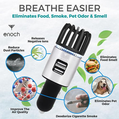 Car Air Purifier Premium Air Ionizer (Grey Silver)