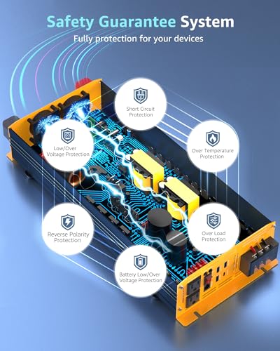 3000W Pure Sine Wave Power Inverter DC 24V to 110V 120V AC with 4 Quick Charging USB Ports& Dual AC Outlets Power Inverters for Vehicles RV Truck Home with LCD Display and Remote Controller (3000W- 24V)