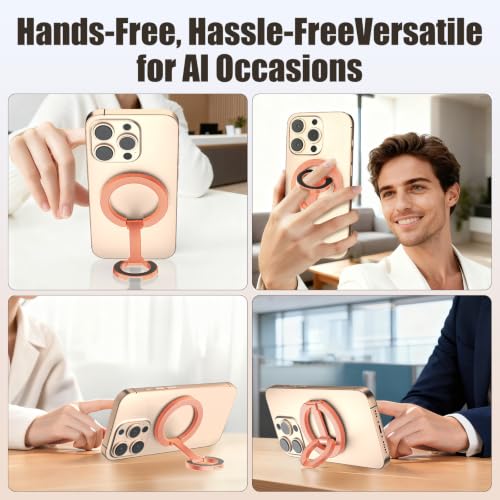 Magnetic Phone Ring Grip for MagSafe Compatible with iPhone Samsung (Rose Gold)