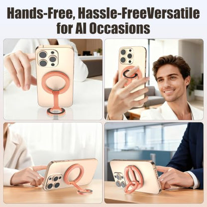 Magnetic Phone Ring Grip for MagSafe Compatible with iPhone Samsung (Rose Gold)