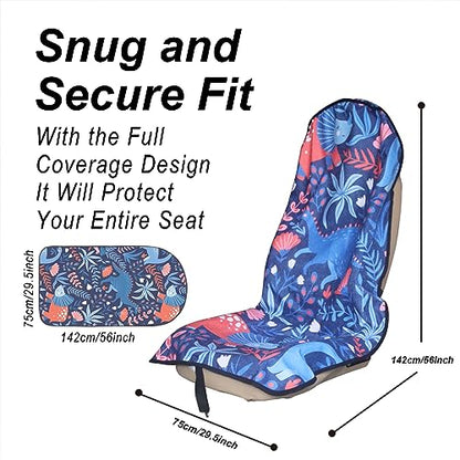 Car Seat Cover Protector Front Seats (2Pcs Front Seat Towel / Dinosaur)