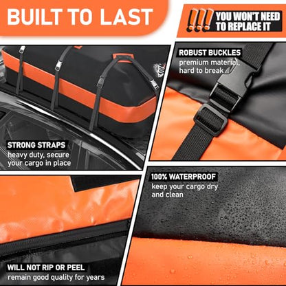 Car Rooftop Cargo Carrier Bag 21 Cubic feet Waterproof Car Roof Top Bag for All Cars with (21 Cubic Feet)