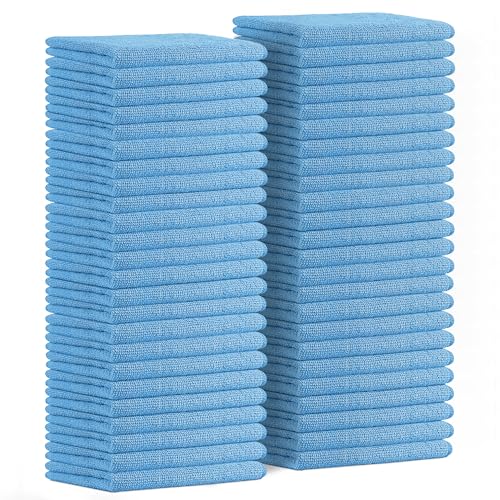 Microfiber Cleaning Cloths (Pack of 48 - 16x16 Inches / Blue)