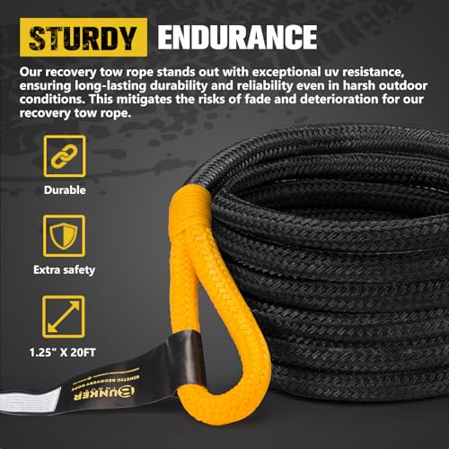 1.25"×20ft Kinetic Recovery Rope with 2 Soft Shackle Kit (1.25in×20ft)