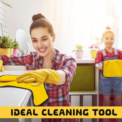 50 Pcs 16"x16" Yellow Microfiber Towels for Cars Drying Polishing (Yellow)