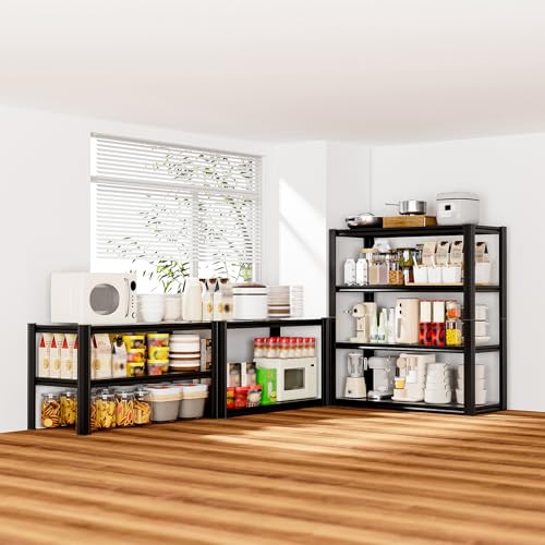 4 Tier 40" W x 20" D x 60" H Garage Shelving Garage Storage Shelves 2200LBS Metal Industrial Shelf Adjustable Heavy Duty Shelving Storage Rack Shelving Unit (Black-hidden Hole / 40"W x 20"D x 60"H)