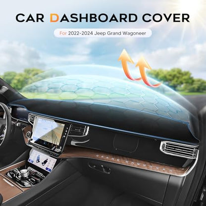 Dash Cover for 2022 2023 2024 Jeep Grand Wagoneer Dashboard Cover (22-24 Grand Wagoneer (Black))