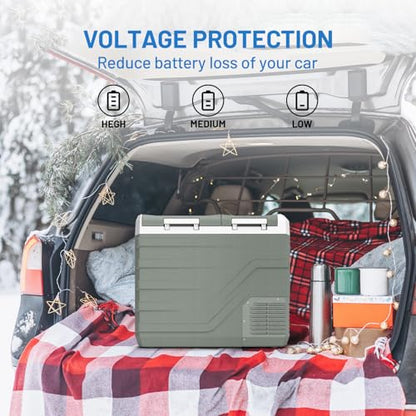 12 Volt Car Refrigerator Portable Refrigerator for Car 12V Refrigerator Dual Zone 41 Quarts Portable Fridge for Car (Green / 41QT)