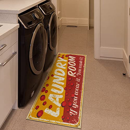 20" x 59" Laundry Room Rug (Yellow/Red Bubbles)