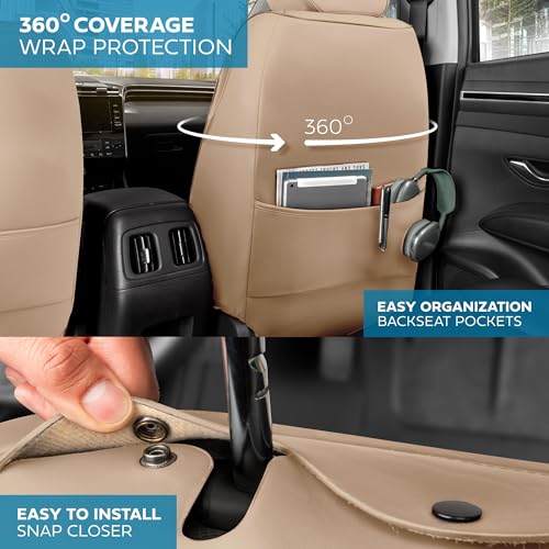 Curated Elite Leather Seat Covers for Cars & SUVs (Black/Beige (Elite) / Front Seats)