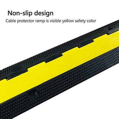 1 Pack Rubber Cable Ramp Hose Cable Protector Ramp 2 Channel 22000Lbs Load Capacity Traffic Speed Bump Wires Power Lines Extension Cord Cover for Indoor Outdoor (22000Lbs-2Channel-1Pack)