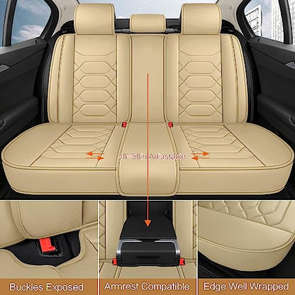 Leather Car Seat Covers Full Set (BEIGE / FULL SET)
