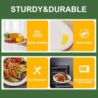 100% Compostable Oval Paper Plates 12 Inch (White / 12Inch（125 PCS）)