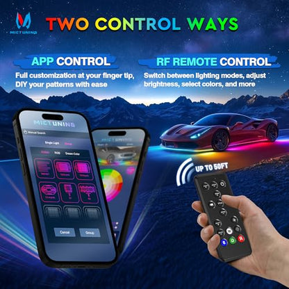 8Pcs N8+ Chasing Color RGB+IC Underglow Neon Accent Strip Lights (RGB+IC)