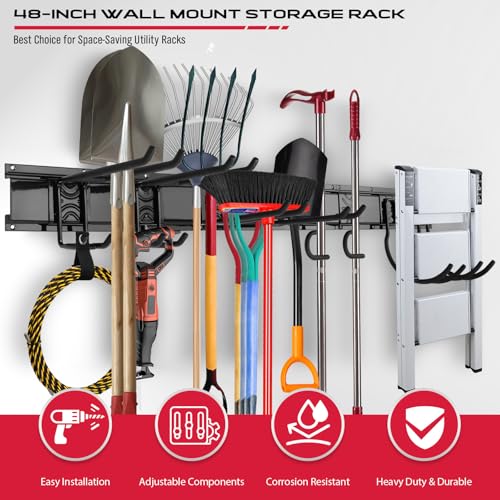 48" Heavy Duty Garage Wall Organizer (48" Garage Wall Organizer (3 Panels, 8 Hooks, 3 Straps))