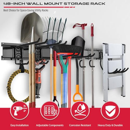 48" Heavy Duty Garage Wall Organizer (48" Garage Wall Organizer (3 Panels, 8 Hooks, 3 Straps))
