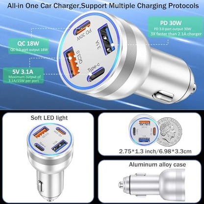 USB C Car Charger (5 Pack / Silver)