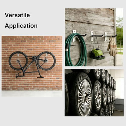 10 Inch Wall Mount Steel Tire Hooks (4 Pack – Black)