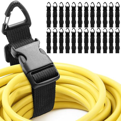24 Pack Adjustable Extension Cord Holder Straps (Black)