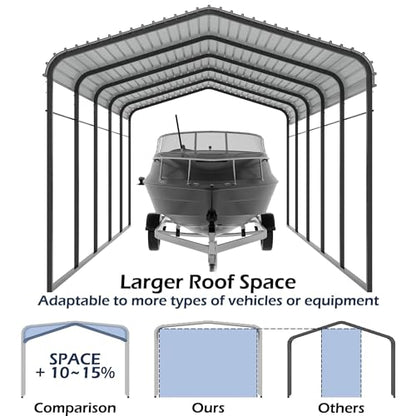 Metal Carport (12x25 FT Black)