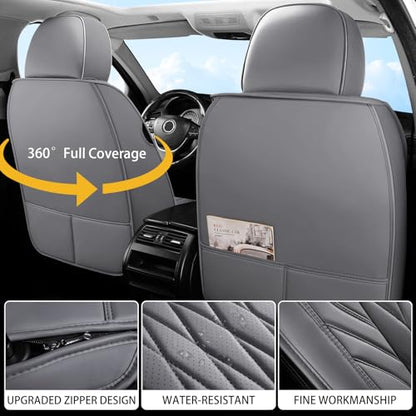Nappa Faux Leather Car Seat Covers Full Set (Gray / Front Pair)