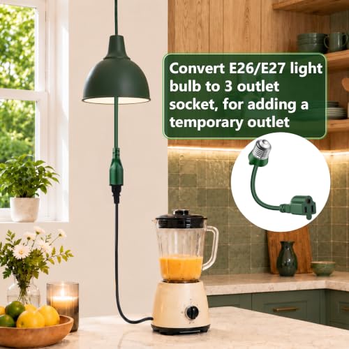1pcs 3 Outlet Light Socket Adapter (Green)