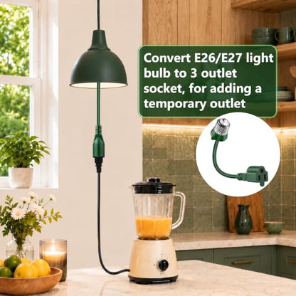 1pcs 3 Outlet Light Socket Adapter (Green)
