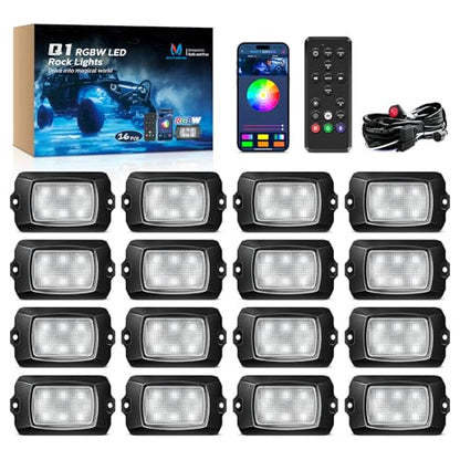 Q1 RGBW 16 Pod Rock Lights for Trucks with App & Remote Control (Rgbw 16 pods)